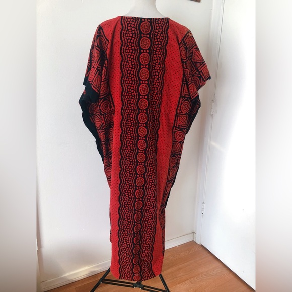 SOLD Vintage 80s 90s Batik Block Print Indian Cotton Kaftan - Picture 5 of 11